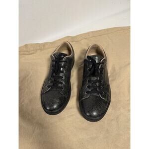 Lanvin Shoes Mens Size 10 Black Cracked Leather Low Top Lace Up Made Portugal